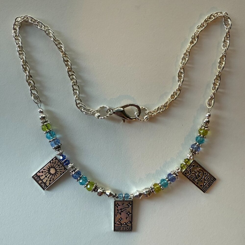 Handmade Necklace Sterling Silver Tarot Charms & *YOU CHOOSE COLORS* Glass Beads